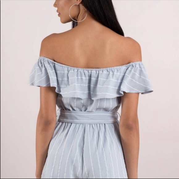 Tobi Light Blue Stripped Romper - Picture 2 of 5